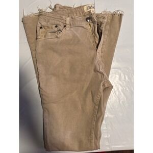 Listicle Women's Size L Distressed Hem Tan Brown Pants Casual Denim